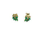 Boucles d'oreille or jaune avec 5 émeraudes