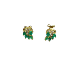 Boucles d'oreille or jaune avec 5 émeraudes