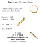 Bague or jaune 18k avec un diamant