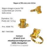 Bague or 18k avec une citrine