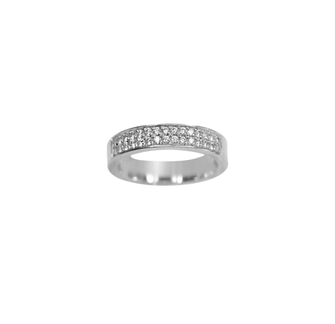 Bague or gris 18k jonc plat 30 diamants