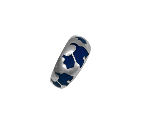 Bague argent avec chiens bleus