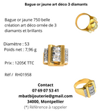 Bague or jaune art déco 3 diamants