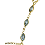 Bracelet de doigts or jaune avec 3 aigues marines