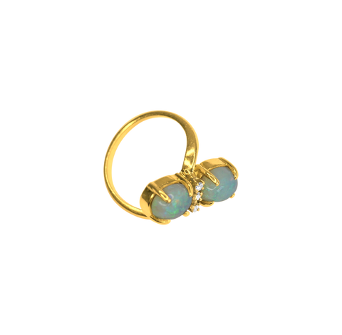 Bague or 14k avec 2 opales