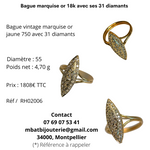 Bague marquise or 18k avec ses 31 diamants