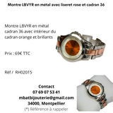 Montre LBVYR en métal avec liseret rose et cadran 36