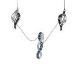Parure en or gris 750 collier et boucles d'oreille saphir