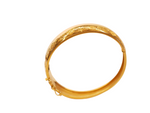 Bracelet art nouveau jonc large or jaune 18k  avec motifs floraux