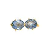 Boucles d'oreille dormeuse or18k avec aigues marine