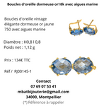 Boucles d'oreille dormeuse or18k avec aigues marine