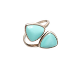 Bague argent ornée de 2 triangles bleus