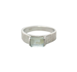Bague argent sertie d'une aigue marine rectangulaire