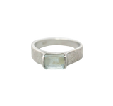 Bague argent sertie d'une aigue marine rectangulaire